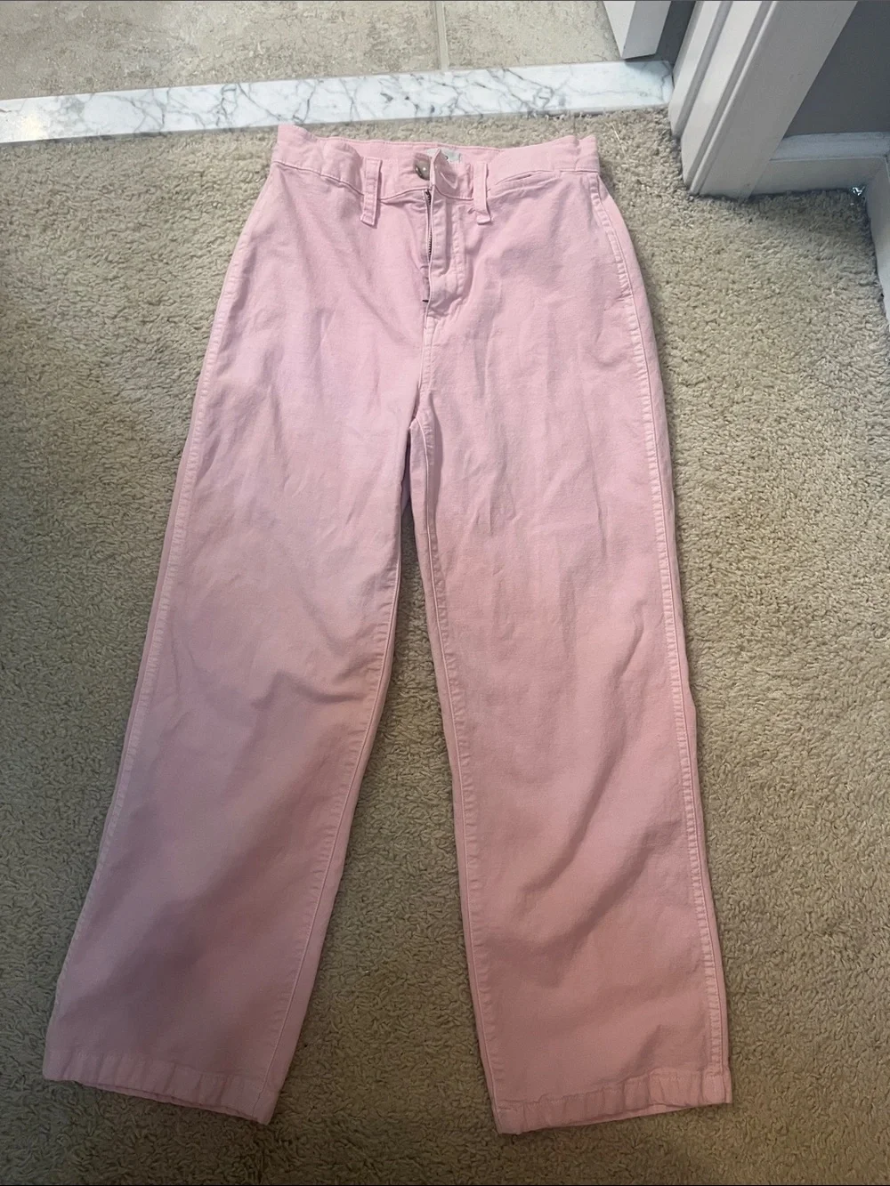 J Crew Slim Wideleg Pant Washed Pink Canvas size 25